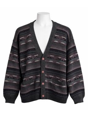 Size XL Men’s Vintage Southwestern Pattern Button Cardigan Grandpa Sweater Knit